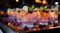 Beautiful Cocktail Drinks in a Club Setting Background Selective Focus Royalty Free Stock Photo