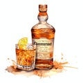 beautiful Cointreau Liqueur watercolor drink clipart illustration