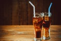 Beautiful cold fizzy cola soda with cubes ice Royalty Free Stock Photo
