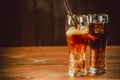 Beautiful cold fizzy cola soda with cubes ice Royalty Free Stock Photo