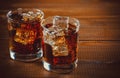 Beautiful cold fizzy cola soda with cubes ice Royalty Free Stock Photo