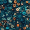 A Beautiful Collage of Buttons on a Dark Teal Background. Perfect for Scrapbooking.