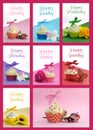 Beautiful collage of cupcakes, one for each day of the week,