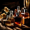 Beautiful collection of perfume bottles - ai generated image Royalty Free Stock Photo