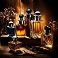 Beautiful collection of perfume bottles - ai generated image