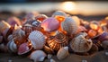 A beautiful collection of seashells, nature colorful coastal decorations generated by AI Royalty Free Stock Photo