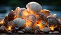 A beautiful collection of seashells, nature colorful coastal decorations generated by AI Royalty Free Stock Photo