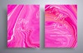 Beautiful collection of wedding invitations with stone pattern. Agate vector covers with marble effect and place for