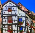 beautiful Colmar -traditional floral colorful town in Alsace region,France Royalty Free Stock Photo