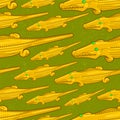 Beautiful colombian ancient indigenous crocodile golden representation seamless pattern