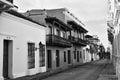 Beautiful colonial Street in Black and withe