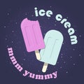 Beautiful color composition with colorful cartoon ice cream. color popsicle. spray of taste. beautiful ice cream pattern. Eskimo