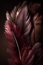 Beautiful color feathers isolated on black background. Close up.