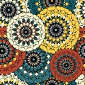 Beautiful color mandala seamless vintage tribal the national seamless pattern Royalty Free Stock Photo