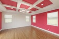 Color of the Year for 2023, Viva Magenta Custom Master Bedroom Complete with Entire Wainscoting Wall, Fresh Paint, Crown