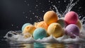 Beautiful colored bath bombs water drops design