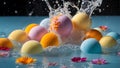 Beautiful colored bath bombs water drops