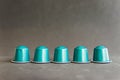 Beautiful colored coffee capsules on black background Royalty Free Stock Photo