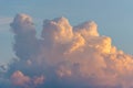 Beautiful colored dramatic cumulus fluffy clouds on blue sky