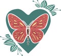 Beautiful colored ethnic love butterflies are hand drawn