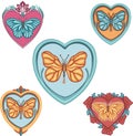 Beautiful colored ethnic love butterflies are hand drawn