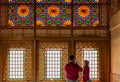 Beautiful colored glass windows in the palace of Arg of Karim Khan or Citadel in downtown Shiraz Royalty Free Stock Photo
