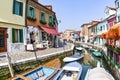 Beautiful colored houses of the old fishermans city Burano in the laguna of Venice