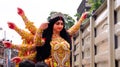 Beautiful colored Idol of Hindu Goddess Durga during Bengal`s Durga Puja festival