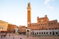 Beautiful colored and medieval street in the old town of Siena, Italy Royalty Free Stock Photo