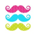 Beautiful colored mustache with different patterns.