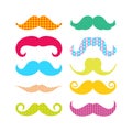 Beautiful colored mustache with different patterns.