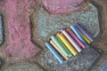 Beautiful colored chalks for street art painting