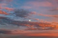 Beautiful sky at sunset and the moon Royalty Free Stock Photo