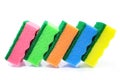 A beautiful colored sponges on a white background