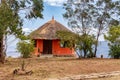 Beautiful colored traditional Ethiopian house. Debre Libanos, Oromia Region Ethiopia, Africa. Royalty Free Stock Photo