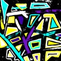 Beautiful colorful abstract graffiti polygons on a black background vector illustration Royalty Free Stock Photo