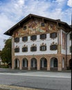 The beautiful and colorful architecture in the old town of Garmisch-Partenkirchen in Bavaria, Germany