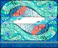 Beautiful colorful Art Nouveau stained glass window. Template for exclusive luxury interior or greeting card. Jugendstil Royalty Free Stock Photo