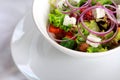 beautiful colorful assorted salad in white plate Royalty Free Stock Photo