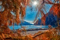 Beautiful and colorful autumn in riva del garda,Garda lake, italy Royalty Free Stock Photo