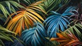 Beautiful colorful background with palm leaves