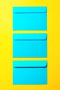 Beautiful Colorful Blue Envelops on Yellow Background, Fashion S