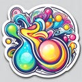beautiful colorful bubbles sticker isolated on light Royalty Free Stock Photo