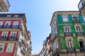 Beautiful colorful building facede in Porto Portugal with azulejo tiles