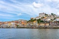 Beautiful colorful building facede in Porto Portugal next to Duero river in Ribeira