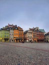 Beautiful colorful buildings in the middle of the Old Town Square in Warsaw, Poland Royalty Free Stock Photo
