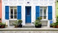 Beautiful colorful buildings placed on Rue Cremieux street in Paris, France