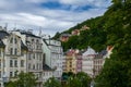 Beautiful colorful buildings in traditional spa town of Karlovy Vary, Czech Republic Royalty Free Stock Photo