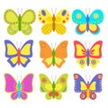 Beautiful colorful butterflies  set  isolated on white background Royalty Free Stock Photo