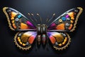 A beautiful, colorful butterfly crafted from electronic components.